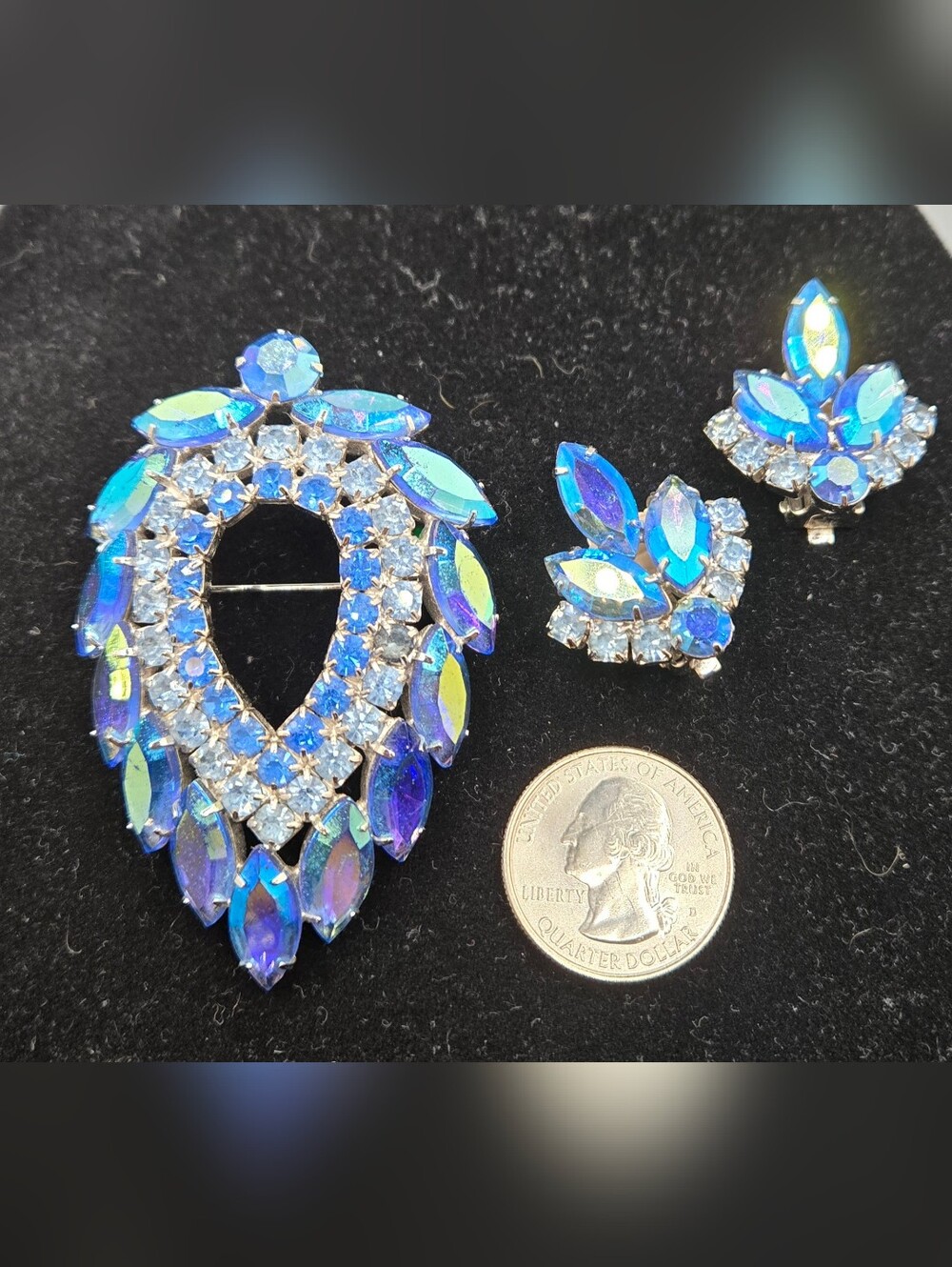 Juliana Sarah Coventry Collab Blue Lagoon Brooch Earring Set - Picture 3 of 4